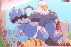 2022 3_toes 5_fingers 69_position accipitrid accipitriform altaria amelia_(animal_crossing) animal_crossing anthro apollo_(animal_crossing) ass avian bald_eagle big_butt bird blue_body blue_feathers blush bodily_fluids brown_eyes caracara cherry_blossom claws clothed clothed_sex clothing clothing_lift cowgirl_position cunnilingus day digital_drawing_(artwork) digital_media_(artwork) dress dress_lift eagle english_text falconid feathers feet fellatio female fingers from_front_position furry genital_fluids genitals group group_sex hand_on_butt hand_on_hip hi_res long_ears looking_at_another looking_back looking_pleasured lying lying_on_another male male/female marik_azemus34 moan multicolored_body multicolored_feathers nintendo on_back on_bottom on_front on_lap on_top oral outside partially_clothed penile penis picnic picnic_blanket plant pokémon_(species) pokemon polyamory public public_nudity public_sex purple_eyes pussy pussy_juice raised_tail red_body red_feathers romantic romantic_couple saliva saliva_on_penis saliva_on_tongue saliva_string sea_eagle sex shrub sitting size_difference street_lamp stripes swinging text thick_thighs threesome toes tree trio undressed undressing url vaginal_penetration vein veiny_penis video_games white_body white_feathers