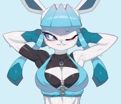 armpits cleavage drunkoak furry furry_only glaceon nintendo pokemon sports_bra