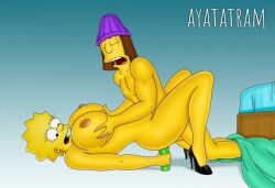 ayatatram bed breasts lisa_simpson sex the_simpsons yellow_body