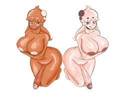 2futas :p areolae big_penis breasts brown_body cookies_(takaidraws) duo erection food food_creature futa_only futanari hi_res huge_breasts huge_cock humanoid humanoid_penis licking_lips looking_at_partner looking_to_the_side nipples nude penis simple_background tagme takaidraws thick_thighs veiny_penis white_background wide_hips