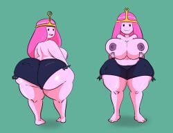 1girls adventure_time ass big_ass big_breasts breasts bubble_butt busty cl0wn_meat daisy_dukes dat_ass fat_ass female female_only huge_ass huge_breasts large_ass large_breasts looking_at_viewer mob_face nipples pink_hair pink_skin princess_bubblegum shorts solo thick_ass thick_thighs tiara topless wide_hips