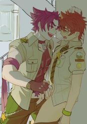 2boys camp_buddy clothed_sex keitaro_nagame looking_at_another male male_only muscular_male rubbing_penis secretly_loves_it uniform yaoi yoichi_yukimura