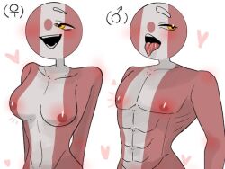 1boy 1girls ahe_gao big_breasts canada_(countryhumans) countryhumans countryhumans_girl genderbend heart muscular muscular_male tagme