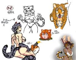 anthro anthro_only anthro_penetrated cat_girl catgirl corpse dead_eyes death decapitation ear_fuck ear_penetration female female_death gore guro gurochanop leash_and_collar necrophilia partially_clothed red_hair ryona severed_head sketch skull_fucking snuff straight