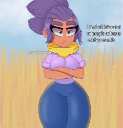 ass big_ass big_breasts big_butt brawl_stars breasts cosblueart shelly_(brawl_stars) thick_thighs thighs thighs_together