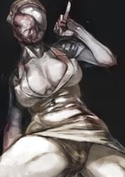 1girls big_breasts body_horror cameltoe cleavage deformation deformed female female_only horror konami matsuba_(idiotlantern) minidress monster monster_girl nightmare_waifu nipple_bulge no_bra nurse nurse_(silent_hill) nurse_cap nurse_uniform painting_(artwork) pale-skinned_female pale_skin panties scalpel short_dress silent_hill silent_hill_2 silent_hill_homecoming solo solo_female stained_clothes tight_clothing unbuttoned upskirt video_game_character weapon