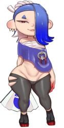 areolae areolae_peeking areolae_slip areolae_visible_through_clothing bedroom_eyes blue_hair blue_nipples clothing deep_cut_(splatoon) female female_only flat_chested gazing_eye grey_impact hair_over_one_eye octoling octoling_girl pale-skinned_female pale_skin paper_fan plump_thighs pussy_outline shiver_(splatoon) smiling smirking_at_viewer splatoon splatoon_3 thick_thighs thigh_squish tight_clothing tummy vagina_peek white_background