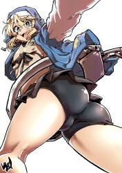 1boy ass backsack balls big_ass big_butt bike_shorts blonde_hair blue_eyes bridget edkuroki femboy guilty_gear guilty_gear_strive long_hair male male_only shorts simple_background skirt solo solo_male spandex_shorts thick_thighs thighs trap white_background