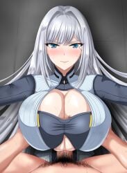 blue_eyes boob_window ethel_(xenoblade) fluids heroes_(xenoblade_3) huge_breasts juno_(pixiv32541104) long_hair lowres paizuri penis_in_breasts silver_hair xenoblade_(series) xenoblade_chronicles_3