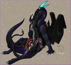 deitahhn dragon feathers furry furry_only gay male no_humans scalie sixshades size_difference tentacle unknown_species wings