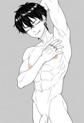 1boy 1male ai_generated bara big_penis bottom_pov civitai enticing gay gay_male illustrious_(stable_diffusion) implied_sex male male_focus male_only male_prey nude queer stable_diffusion sweat sweating tied_up tokyo_revengers yaoi black_and_white showing_off jerking jerkingoff one_arm_up arms_behind_head smirking_at_viewer smirking smirk tongue_out mitsuya_takashi takashi_mitsuya