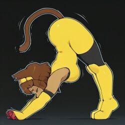 ai_generated ass ass_up brown_hair cat_ears gameoverse gloves kit_(gameoverse) tail