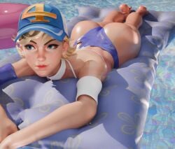 3d ass_focus bikini blonde_hair female female_only flexyy352 invisible_woman_(marvel_rivals) marvel marvel_rivals prone sue_storm white_hair