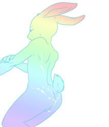 anthro cum fur furry lagomorph male male_only nude rabbit rainbow solo tictac