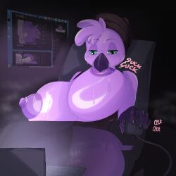 anthro avian balls beak beanie beat_banger big_breasts bird black_beanie black_clothing black_hat black_headwear black_shirt black_tank_top black_topwear bodily_fluids bottomless breasts bunfan_games butt chair clothed clothing computer computer_mouse cum cum_in_mouth cum_inside electronics fellatio female freckled_face freckles furniture genital_fluids genitals glistening glistening_breasts goat-kun half-closed_eyes hat headgear headwear hi_res huge_breasts looking_at_porn masturbation musk musk_cloud narrowed_eyes nipples nude office_chair oral penetration penile penis pornography purple_body purple_nipples self_suckle sex shirt solo tank_top teal_eyes titty_sucking_method topwear vaginal vaginal_masturbation vaginal_penetration zoe_monroe