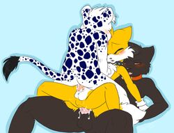 anal anal_sex anthro canine closed_eyes collar cum feline fox fur furry leopard male male_only multiple_males nirfirvious orange_eyes penetration salem sandwich_position sonic_(series) tails threesome train_position yaoi