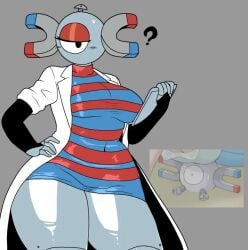 1girl 1girls 2025 2d activeajames agent_strudel anthro anthrofied bedroom_eyes big_ass big_breasts character_request clothed clothing confused curvy curvy_figure cyclops digital_media_(artwork) dress female_focus female_only generation_1_pokemon half-closed_eyes looking_at_viewer magnemite magnet marie_(agent_strudel) metallic_body nintendo oc one_eye original_character pokemon pokemon_(species) robot robot_girl robot_humanoid shiny_body simple_background solo solo_female solo_focus tagme tagme_(character) thick_hips thick_thighs