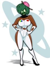 atomickingboo original original_character oc the_space_angels sadie_flora 1girls female female_only solo clothing clothed full_body fully_clothed clothed_female fully_clothed_female suit spacesuit bodysuit body_suit full_body_suit gloves boots heels heel_boots breasts big_breasts ass big_ass thighs thick_thighs green_skin green_body green-skinned_female green_hair green_hair_female green-haired_female pseudo_hair leaf leaf_hair leaves flower flower_in_hair pupilless_eyes hand_on_hip hands_on_hips pose posing posing_for_the_viewer blush blushing blushing_at_viewer blushing_female blush_stickers blushed_face blush_face alien alien_girl alien_humanoid plant plant_girl plant_humanoid plant_hair 2d 2d_(artwork) 2d_artwork digital_media_(artwork) pinup artist_name 2026