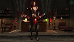 superus rayne bloodrayne 3d_(artwork) 3d daz_studio 1girls female female_only detailed_background clothing clothed vampire_girl dhampir red_hair short_hair elbow_gloves leather legwear boots heels heel_boots solo solo_female breasts full_body fully_clothed