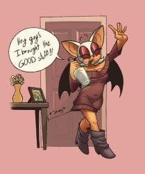 1anthro 1girls anthro bat bat_girl bat_wings brapplesauce breasts breasts_out casual dress female part_1 rouge_the_bat safe sega solo sonic_(series) sonic_team sonic_the_hedgehog_(series)