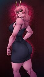 1girls ashido_mina_time-skip ass boku_no_hero_academia dress female female_focus female_only large_ass long_hair mina_ashido mina_ashido_curvy_(meme) mina_ashido_time-skip my_hero_academia my_hero_academia_(finale) pink_body pink_hair post-timeskip solo thick_thighs thighs wide_hips limn044