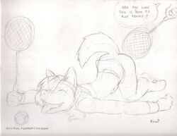 ball closed_eyes couple doing_it_wrong eyes fuzzwolf girly male penis spanking tennis tennis_ball