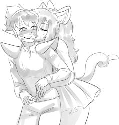 omori ikkigae clarice_(sona) captain_spaceboy space_boyfriend magical_girl magical_girl_outfit cat_ears cat_tail catgirl cat_girl yumeshipping yumeship selfship selfshipping self_insert ocxcanon ocxcannon oc canon alien alien_humanoid alien_boy lipstick lipstick_mark kiss kissing kisses wholesome wholesome_couple straight heterosexual straight_couple male/female