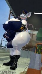 3d_(artwork) ace_(ok_bruh) anthro anus big_breasts big_butt breasts bulge butt canid canine canis clothing digital_media_(artwork) dobermann domestic_dog duo female footwear hi_res high_heels huge_butt male mammal murid murine officer_flint_(foresttherotten) ok_bruh pinscher prey_outline public puffy_anus rat rodent shoes size_difference source_filmmaker_(artwork) vore wide_hips