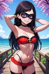 ai_generated bra breasts looking_at_viewer stockings the_incredibles thighs thong violet_parr