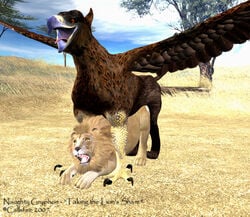 2000s 2007 2boys 3d 3d_(artwork) avian callsfire color couple feline feral furry furry_only gay gryphon interspecies lion male male_only mythological_avian mythological_creature mythology no_humans rape wings yaoi
