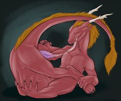 ass autofellatio blonde_hair chinese_dragon claws dragon_taur fellatio hair horns kavi long_hair male male_only masturbation oral oral_sex penis red_eyes scalie sex slinkydragon_(colorist) solo tail taur