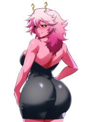 1girls ashido_mina_time-skip ass boku_no_hero_academia dress female female_focus female_only large_ass long_hair mina_ashido mina_ashido_curvy_(meme) mina_ashido_time-skip my_hero_academia my_hero_academia_(finale) pink_body pink_hair post-timeskip solo thick_thighs thighs wide_hips sengaki