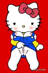 1girls ai_generated anthro areola_slip areolae_slip ass ass_visible_through_thighs big_breasts censored chibi chibi_style chubby chubby_female fat_ass female furry furry_female hello_kitty hello_kitty_(character) hello_kitty_(series) huge_breasts nipple_slip overalls pussy sanrio shortstack solo vagina vulva