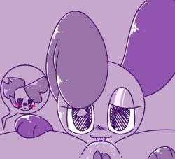 cunnilingus cuntboy dandy's_world intersex intersex/male licking_pussy looey_(dandy's_world) looking_at_viewer purple_background purple_eyes simple_background simple_coloring simple_eyes sprout_(dandy's_world) tagme twisted_loaf