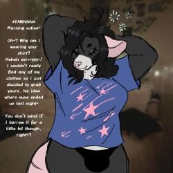 big_breasts bulge bulge_through_clothing clothed fanart fanart_from_twitter juliejewelsnsfw mtf oc puppy_kn1ght rat tagme tagme_(character) transgender transgender_woman transgender_woman_(lore) twitter