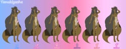 balls barefoot breasts canine_penis cuntboy dickgirl erection female furry furry_only futanari gradient_background hair intersex knot long_hair male model_sheet no_humans nude penis purple_eyes pussy sheath tanuki tanukiyasha wide_image