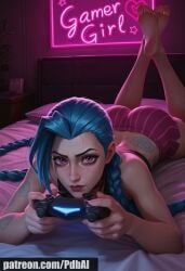 ai_generated arcane blue_hair gaming jinx_(arcane) jinx_(league_of_legends) league_of_legends pdbai tagme