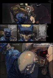 anal_sex bear big_balls big_penis big_top_small_bottom blue_eyes brown_bear brown_fur comic five_nights_at_freddy's freddy_(fnaf) freddy_fazbear gay gay_sex grey_fur grey_wolf heart huge_balls huge_cock interspecies male/male male_only muranoshisoka musclegut muscular muscular_anthro muscular_male non-human non-human_head non-human_only scott_cawthon scottgames security_guard size_difference skinny speech speech_bubble strongfat text text_bubble top_hat wolf