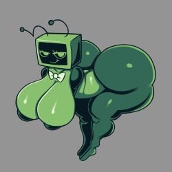 1girls big_breasts big_butt big_thighs boxgarten breasts butt completely_naked completely_naked_female dandy's_world dark-skinned_female dark_skin gray_background green_body green_face happy happy_sex looking_at_viewer naked naked_female nude roblox roblox_game robot robot_girl solo solo_female testicles thighs tv tv_head vee_(dandy's_world) voluptuous voluptuous_female