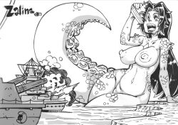 mabeelz 2026 oc kaiju kaiju_girl original_character nude nude_female nipples uncolored giantess tagme 1girls monster_girl anthro reptilian female_focus big_breasts wide_hips thick_thighs