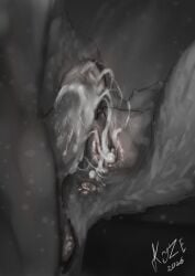anatomically_correct anatomically_correct_genitalia anatomically_correct_vulva animal_genitalia animal_vulva bestiality bodily_fluids canid canine canine_genitalia canine_vulva canis cum cum_inside domestic_dog duo el_kyze female feral feral_penetrated from_behind_angle gaping gaping_vagina genital_fluids genitals greyscale hi_res human human_on_feral human_penetrating human_penetrating_feral humanoid_genitalia humanoid_penis interspecies leaking_cum male male/female mammal monochrome nipples penetration penis precum pull_out sex simple_background vulva