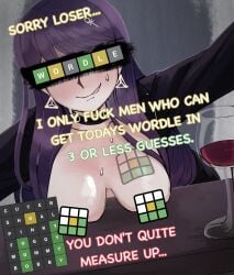 big_breasts caption caption_edit caption_fetish captioned covered_eyes female goon_caption hiruko_shizuhara meme_reference novemblem sweat the_hundred_line_-last_defense_academy- twitter wordle wordle_cuck_captions_(meme)