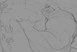 2boys 2d_(artwork) against_wall anthro between_pectorals biceps big_arms big_biceps big_muscles big_pecs bigger_sub cat death_(puss_in_boots) dreamworks dreamworks_animation furry gigantic_pecs grabbing_pecs huge_biceps huge_muscles huge_nipples huge_pecs hyper hyper_muscles hyper_pecs lonneva male male/male monochrome muscles muscular_male nipples pecjob pecs puss puss_in_boots:_the_last_wish puss_in_boots_(dreamworks) puss_in_boots_(film) puss_in_boots_(franchise) puss_in_boots_the_last_wish rubbing_pecs shrek_(series) universal_pictures universal_studios wolf