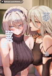 2b_(nier:automata) 2girl 2girls ai_generated b34sty_0 big_boobies big_boobs big_breasts big_tits big_titties black_collar black_crop_top black_hairband black_lips black_lipstick black_sweater blue_eyes blush boobs breasts collar crop_top eyes hair hairband indoors large_boobies large_boobs large_breasts large_tits large_titties lesbian light-skinned_female light_skin long_hair looking_at_another looking_at_partner looking_away looking_away_from_partner nier nier:_automata nier_(series) patreon short_hair shy sideboob sitting smile sofa sweat sweatdrop sweating tits watermark white_hair yorha_2b yorha_a2 yuri