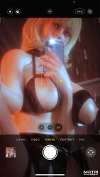 3d areolae big_breasts billie_eilish blonde_hair breasts busty celebrity female female_focus female_only nipples notill nude nude_female nudity phone pinup pinup_pose pose posing real_person selfie solo tagme