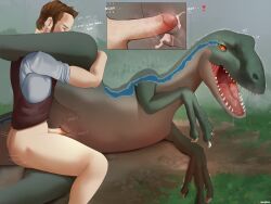 1boy1girl absurd_res blue_(jurassic_world) bodily_fluids bodily_fluids_in_pussy breathing claws creampie cum cum_in_pussy cum_inside dinosaur dromaeosaurid duo erection female feral feral_penetrated genital_fluids genitals hi_res human human_on_feral human_penetrating human_penetrating_feral interspecies jurassic_park jurassic_world light-skinned_male lying male male/female male_on_feral mammal owen_grady penetration penis pussy_juice quangdoann reptile saliva scalie sex teeth text theropod toe_claws universal_studios vaginal_penetration velociraptor zoophilia