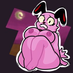 big_breasts breasts cartoon_network courage courage_the_cowardly_dog courage_the_cowardly_dog_(character) female female_only furry genderswap lewdewott moon rule_63 scared_expression thick_thighs