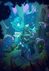 anthro ass atryl balls clothing coiling druid earth_pony equid equine fan_character fingerless_gloves genitals gloves handwear hasbro hi_res horse magic_user male mammal my_little_pony penis poison_trail pony potion_bottle staff tribal_spellcaster vines