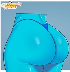 1girls arms_behind_head arms_up ass ass_focus ass_up athletic_female blue_eyes blue_fur blue_hair bubble_butt cartoon_network coldarsenal crystal_thots curvaceous curvy curvy_figure female female_focus female_only fishnet fishnet_stockings gem_(species) huge_ass humanoid lapis_lazuli_(steven_universe) simple_background solo solo_female solo_focus steven_universe thick_thighs thighhighs thong topless voluptuous wide_hips