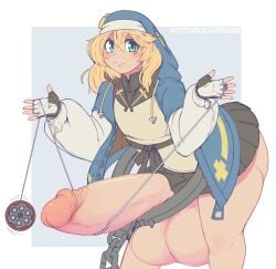 1boy balls big_balls big_penis big_testicles blonde_hair blue_eyes blush bridget femboy femboy_only fingerless_gloves gloves guilty_gear guilty_gear_strive huge_ass huge_balls huge_cock hung_trap hyper_balls hyper_cock_femboy hyper_penis kittenboogers looking_at_viewer male male_only penis skirt smile solo solo_male testicles thick_thighs thighs thunder_thighs veiny_penis yo-yo